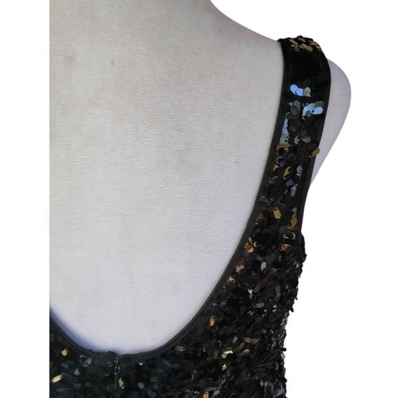 Nordstrom JS Boutique Black All Over Sequin Sheath Midi Dress Size 10 - Picture 7 of 9